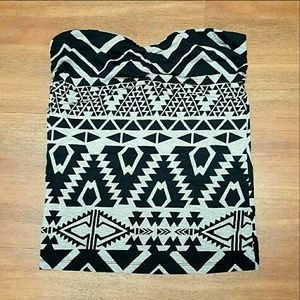 Rue21 Black/Gray Print Tube Top